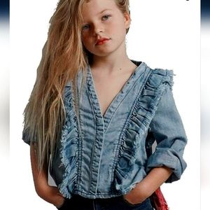 One Teaspoon Captain Ruffle Denim Shirt